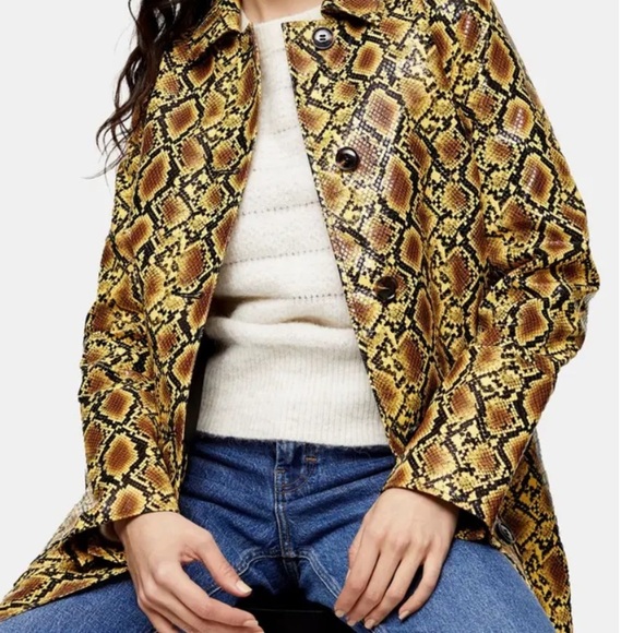 Topshop Snake Embossed Car Coat Size 6 - Picture 13 of 13